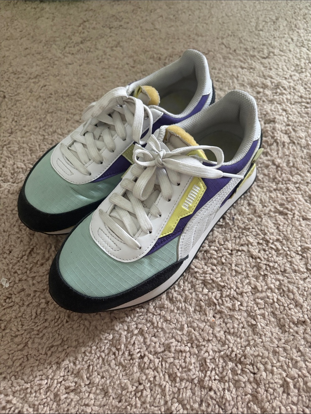 Puma Mint, Purple & White Low-Top Sneakers